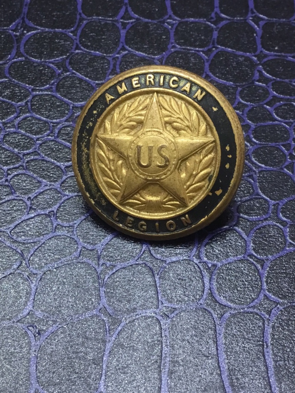 Vintage US American Legion Uniform Gold Tone Enamel Button